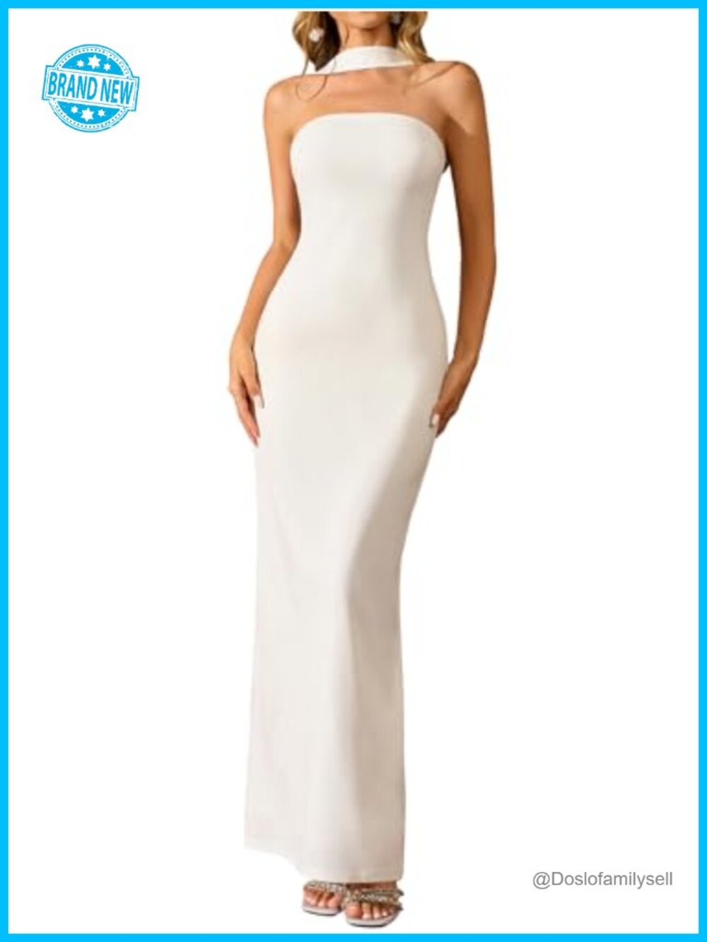 HTZMO Women's Formal Bodycon Maxi Dress Halter Backless Party Wedding Guest